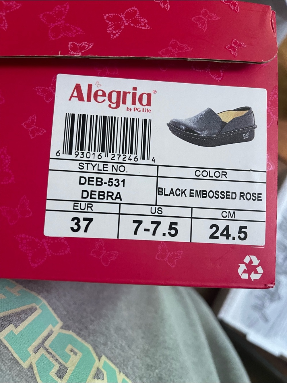 Alegria Debra Kids Moccasins — Black Embossed Rose